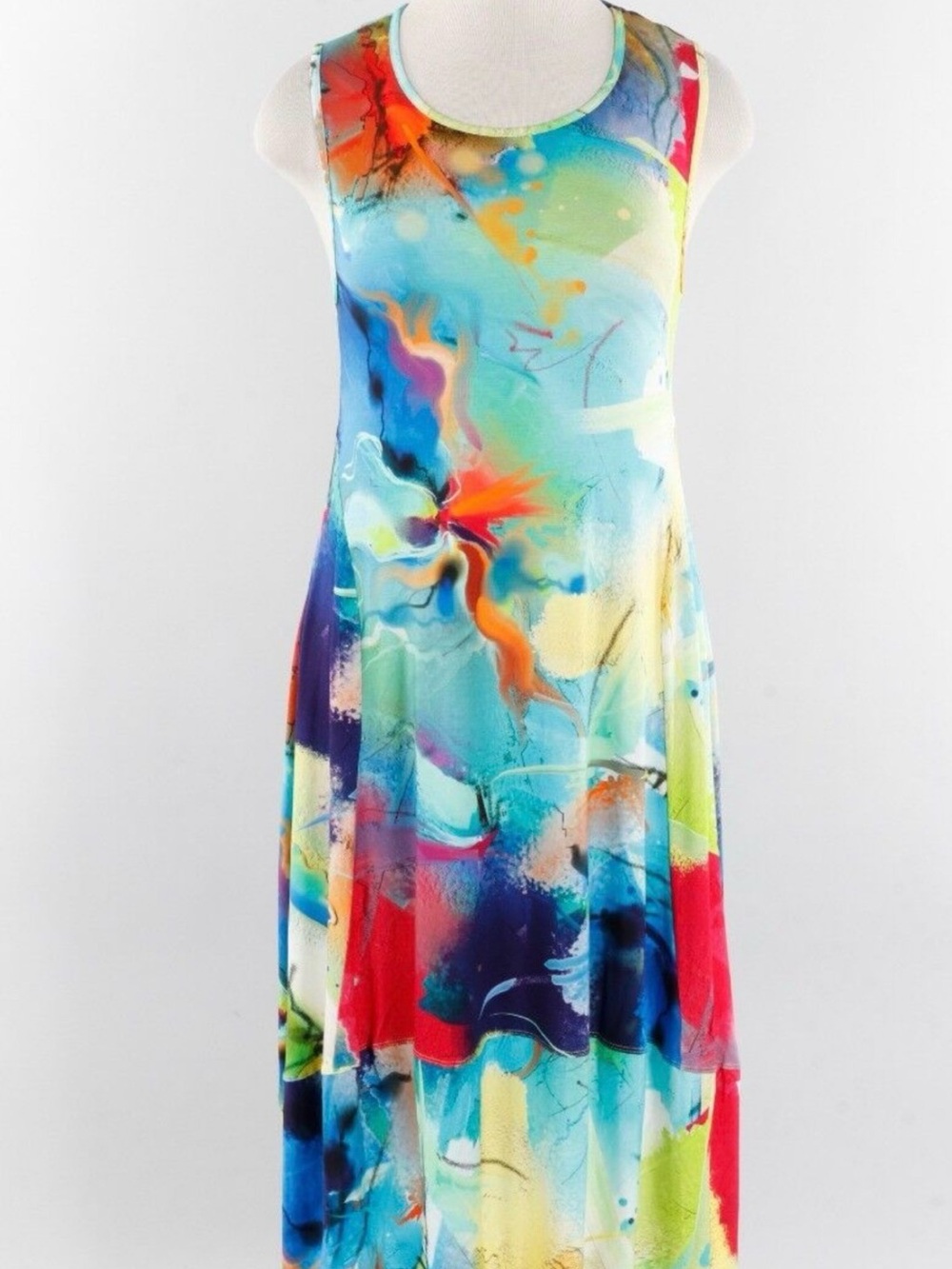 Sleeveless Abstract Multicolor Maxi Dress